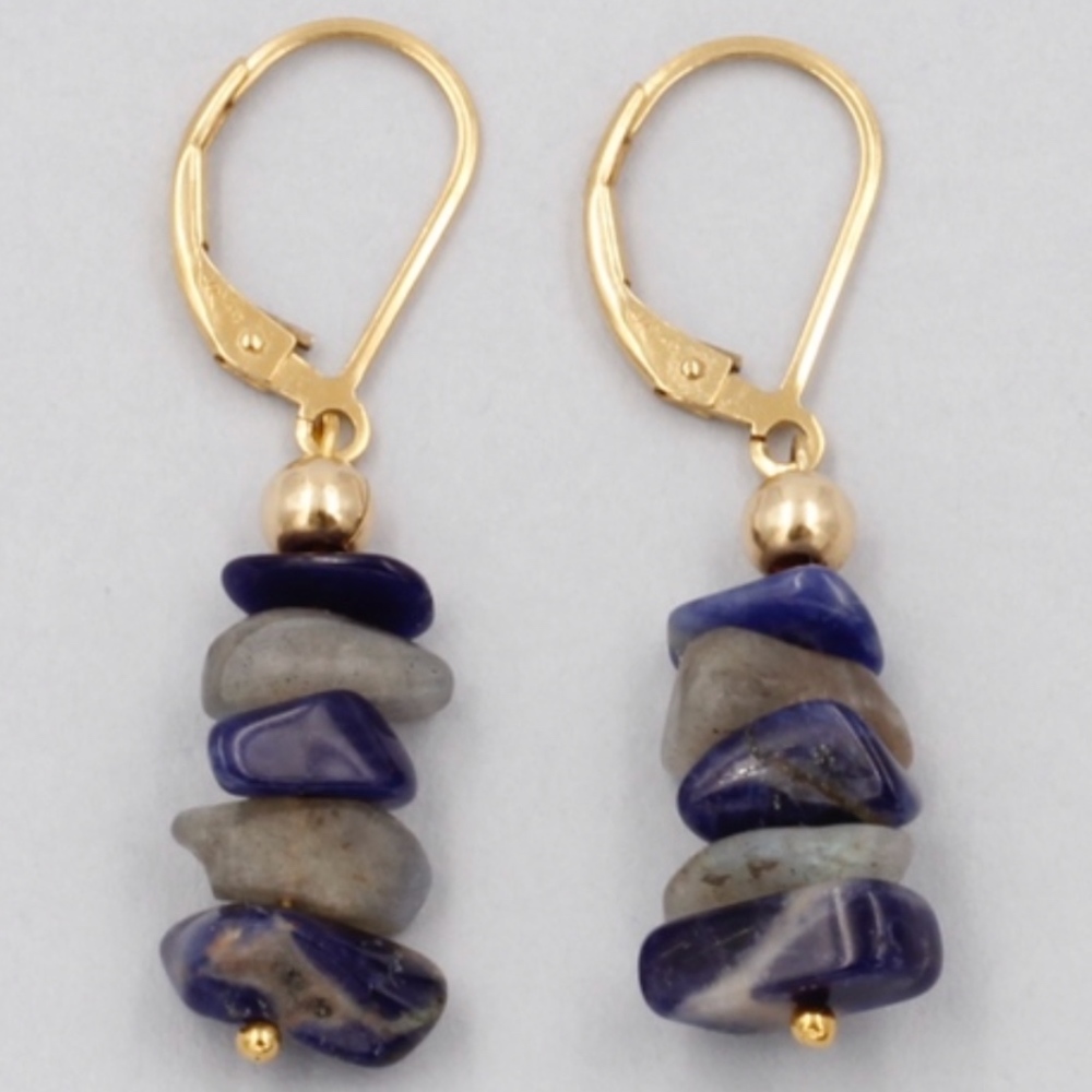 14k GF Lapis & Labradorite Earrings
